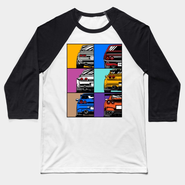 Skyline GTR generations Baseball T-Shirt by Markaryan